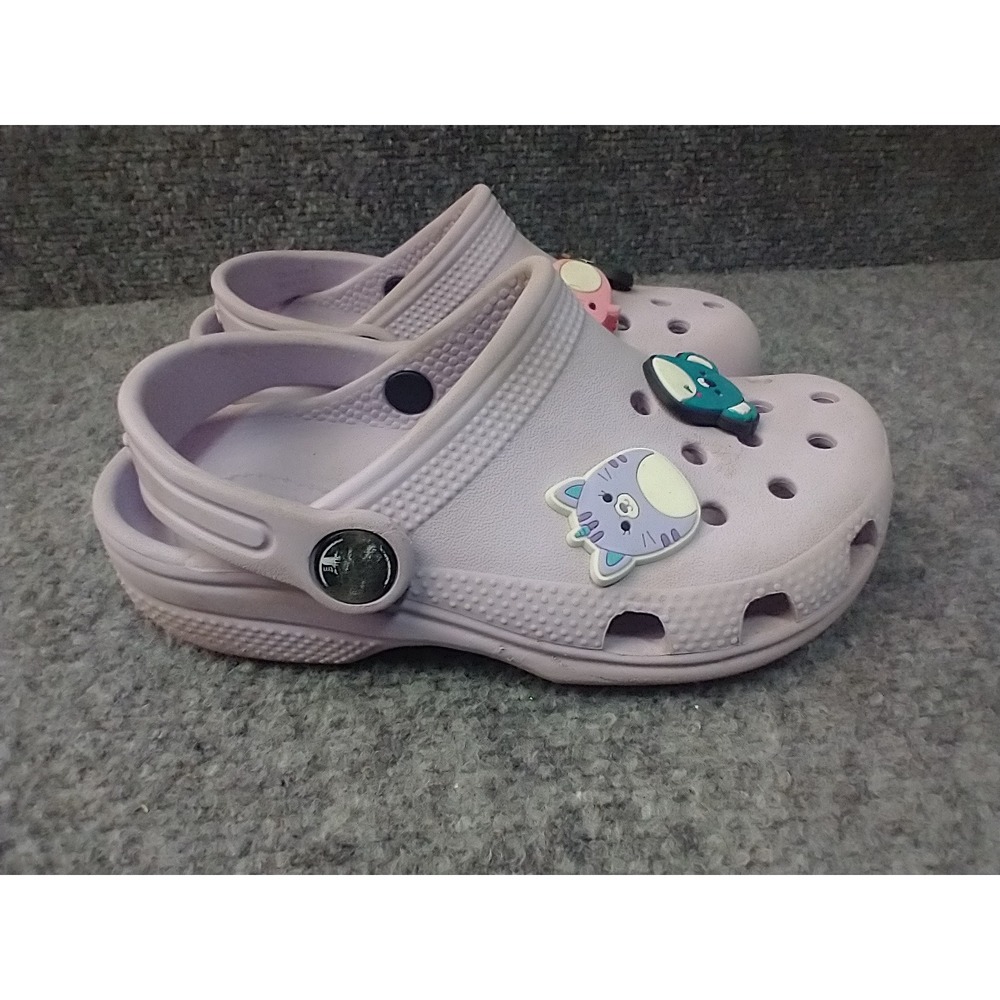 Crocs‎ Kids Classic Clog Lavender Purple Character Charms C10 Slip On Shoes